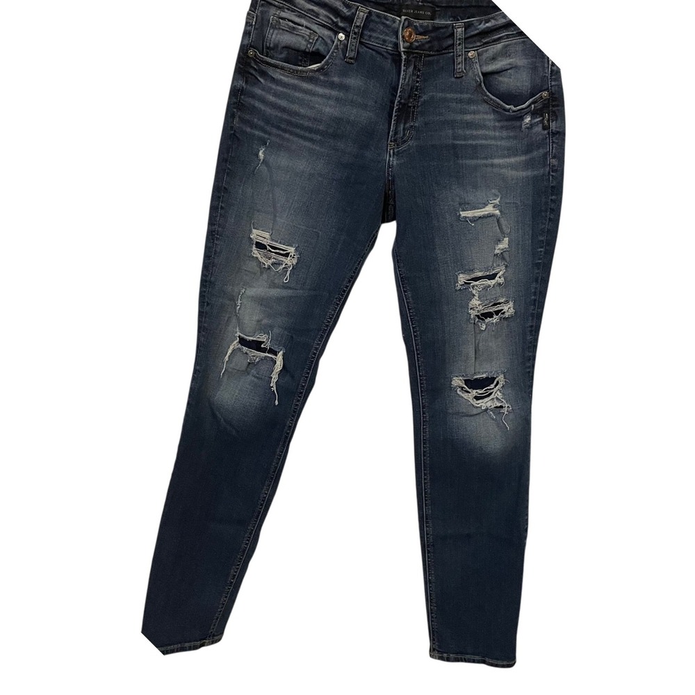 Silver‎ Jeans Co. Boyfriend Jeans 31x29 Distressed Mid Wash Denim